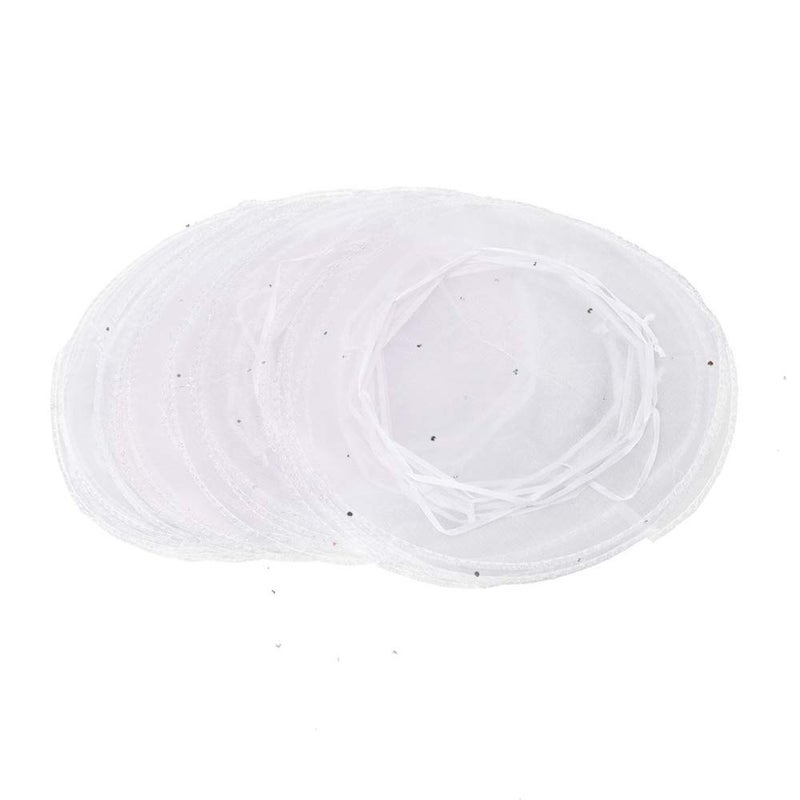 Bezall White Organza Bags, 50pcs Sheer Round Drawstring Christmas Wedding Party Favor Pouches Jewelry Candy Gift Packaging Bags, 9.8 inch Diameter - Image 2